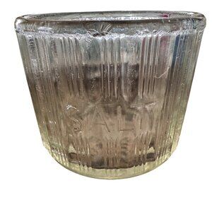 Vintage 40s Ribbed Glass Salt Cellar Dish Hoosier Cabinet Canister Triple Skip
